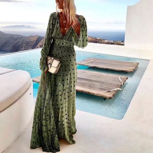 fashion women dress stylish dresses vestidos女裙女士新款绿色