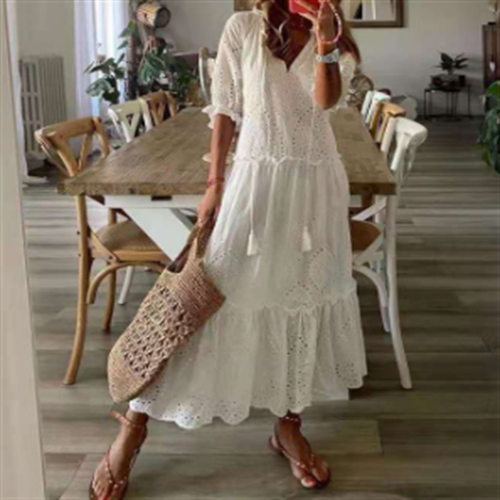 women dress new dresses vestidos robe欧美女装新款休闲甜美v领