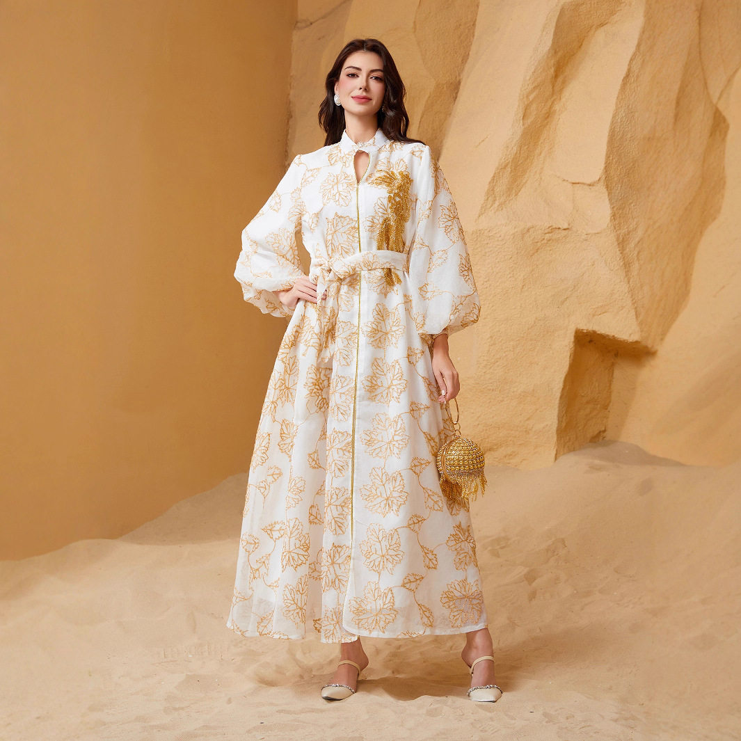 女长袍womens sequin dress loose robe ladies gown fringe bead