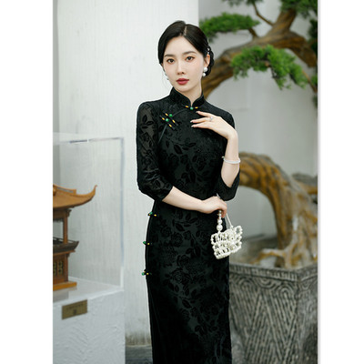high-end cheongsam chinese traditional qipao dress旗袍老上海