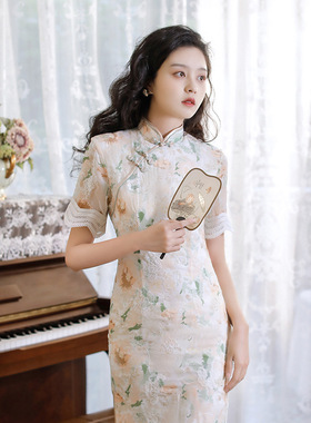 chinese style dress qipao women elegant cheongsams short