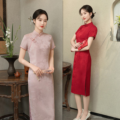 quality cheongsam chinese traditional qipao dress旗袍红色