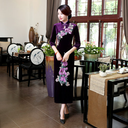 长旗袍Cheongsam Qipao Chinese traditional Dress Chipao Long