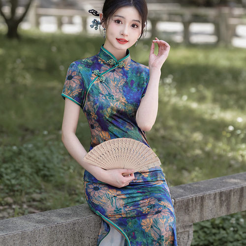 Qipao Chinese Dress Chipao2025国风春夏新款中式旗袍长裙气质