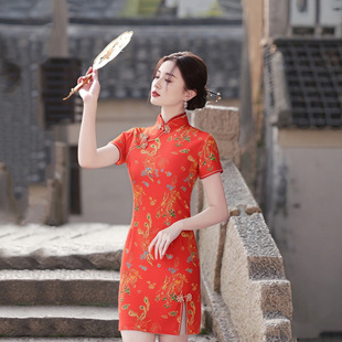 chipao前开叉短款 qipao旗袍cheongsam dress chinese 旗袍 women
