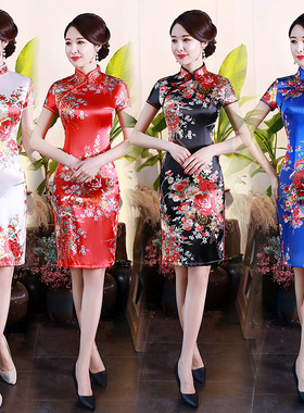 chinese style dress qipao women elegant cheongsams short