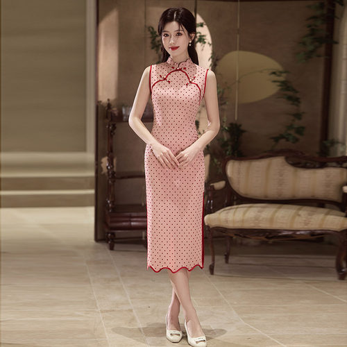 旗袍qipao cheongsam chinese traditional  dress chipao粉色