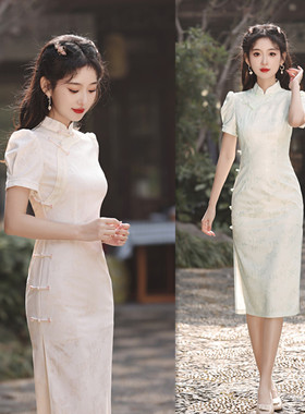 high-end cheongsam chinese traditional qipao dress旗袍艾旗绣
