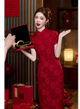 quality cheongsam chinese traditional qipao dress旗袍红色