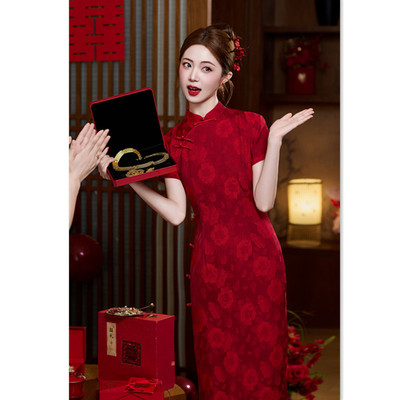 quality cheongsam chinese traditional qipao dress旗袍红色