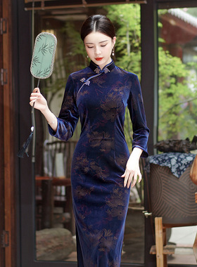 旗袍cheongsam qipao chinese dress chipao2025秋冬新款丝绒
