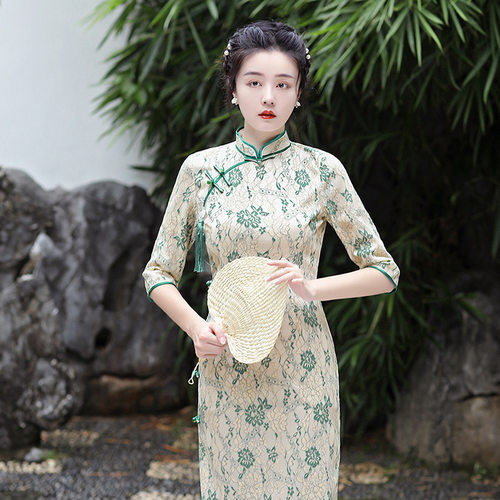 旗袍cheongsam qipao traditional chinese dress chipao复合蕾丝