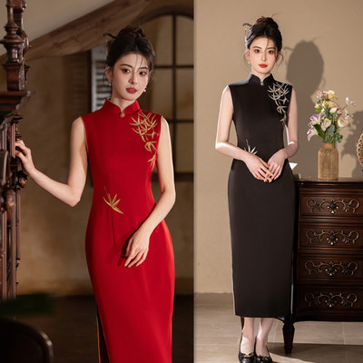 quality cheongsam chinese traditional qipao dress旗袍红色
