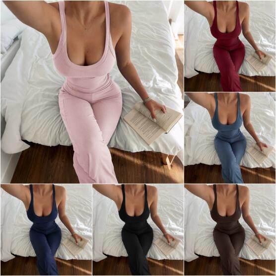 欧美2026运动瑜伽吊带马甲阔腿裤套装女Vest Pants Set 2-Pieces
