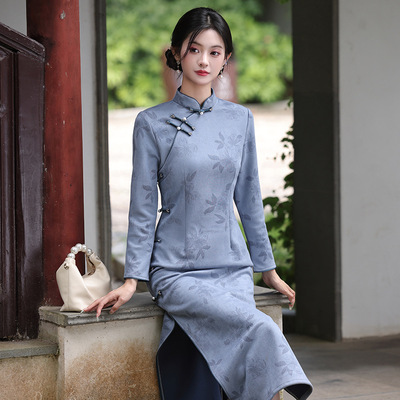 Long High-End Cheongsam Women Traditional Gown旗袍改良旗袍