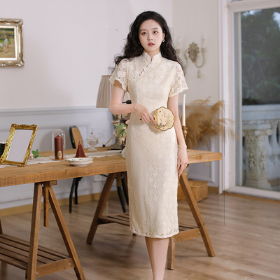 chinese style dress qipao women elegant cheongsams short