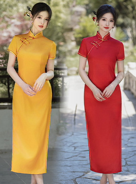 Qipao Chinese Dress Chipao2025国风春夏新款旗袍长裙气质高级