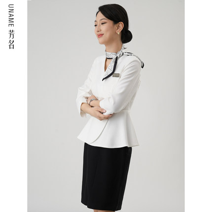 uname西装职业套装女春秋白色正装前台接待气质珠宝店工作服西服