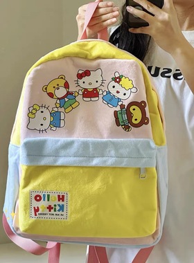 凯蒂猫双肩书包可爱淡粉蓝女包校园百搭款高颜值学生设计感背包
