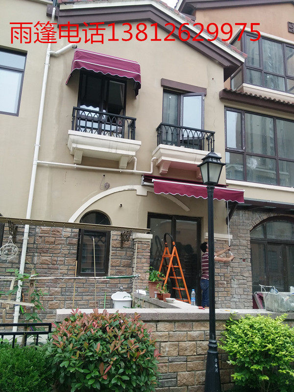 苏州雨棚别墅阳台伸缩遮阳电动手摇雨篷无锡常州安装13812629975
