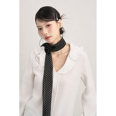 AXIA翻领衬衫女秋冬季长袖T恤女新品法式设计感简约正肩上衣