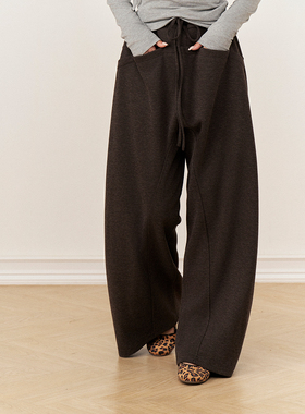 AXIA慵懒风休闲阔腿裤女秋冬季设计感系带宽松长裤垂感百搭显瘦
