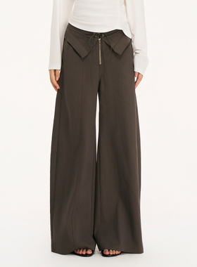 AXIA 美式街头复古松弛廓形低腰宽松工装裤女设计感抽绳休闲裤