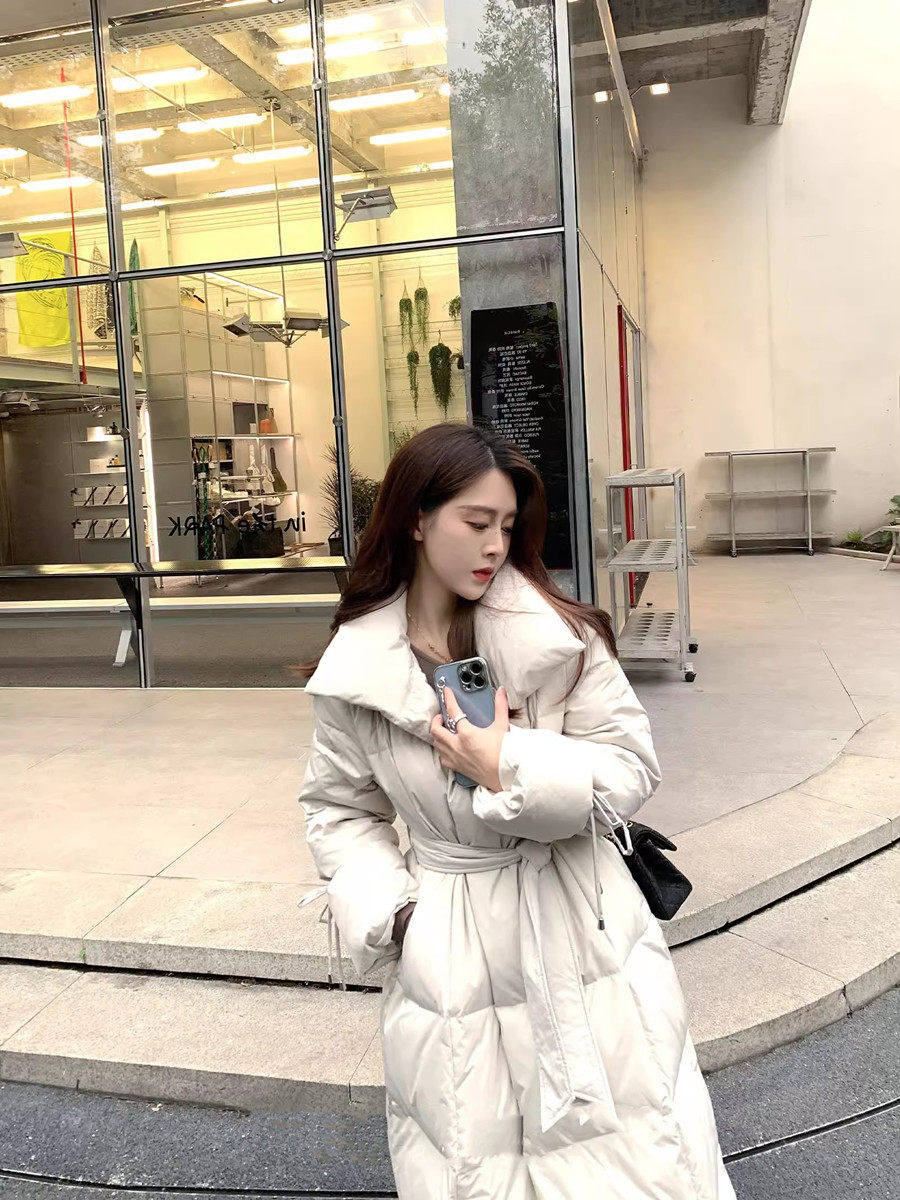 【现货】羽绒服冬季女中长款新款立领收腰显瘦过膝加厚廓形长外套