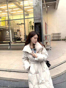 【现货】羽绒服冬季女中长款新款立领收腰显瘦过膝加厚廓形长外套