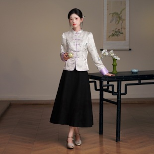 旗袍两件套女上衣外套 国风优雅气质款 复古提花织锦缎改良款 新中式