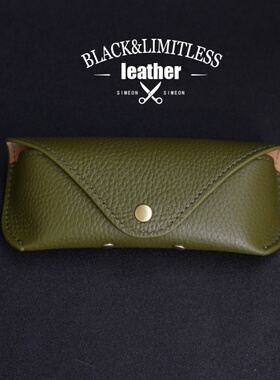 灰绿真皮眼镜盒男女加厚抗压便携眼镜袋手工头层牛皮太阳镜墨镜盒