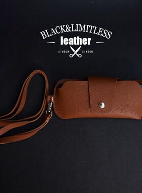 高级奶棕色 可挂脖可手提 PU皮革眼镜包便携镜夹墨镜袋防丢保护套