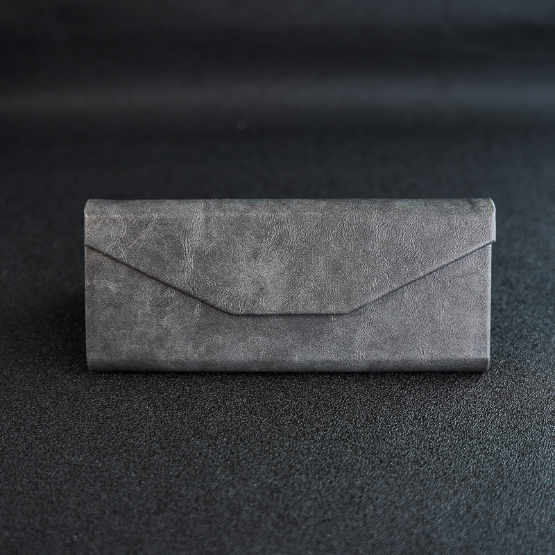 PU皮质牛皮纹三角眼镜盒可折叠便携轻盈太阳镜盒墨镜盒眼镜收纳盒