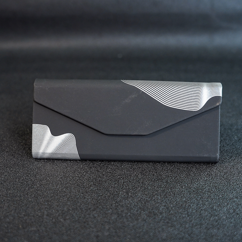 可折叠墨镜盒太阳镜盒年轮图案便携轻盈款皮质三角手工眼镜收纳盒