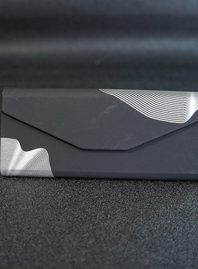 可折叠墨镜盒太阳镜盒年轮图案便携轻盈款皮质三角手工眼镜收纳盒