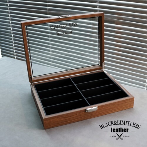 多格胡桃木纹八位透明眼镜收纳盒