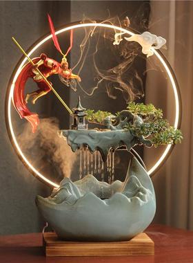 创意循环流水喷泉招财风水摆件客厅办公室桌面雾化加湿器开业礼品