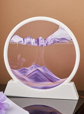 创意3D流沙画摆件礼品生日解压解闷艺术沙漏轻奢家居饰品圆形山水