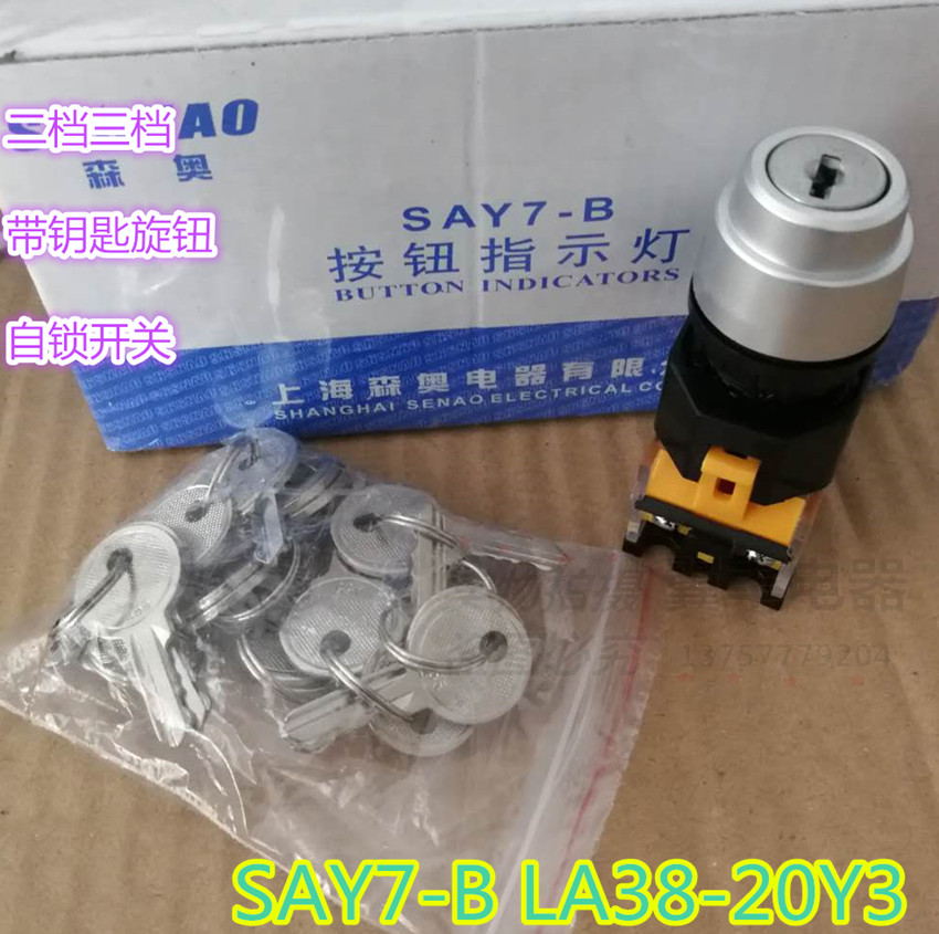 森奥SAY7-B LA38-20Y3 钥匙旋钮 二档三档带钥匙旋钮自锁开关