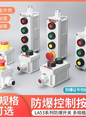 防爆控制按钮BZA53-1-2-3 4H 防爆按钮开关 带急停+罩 LA53按钮
