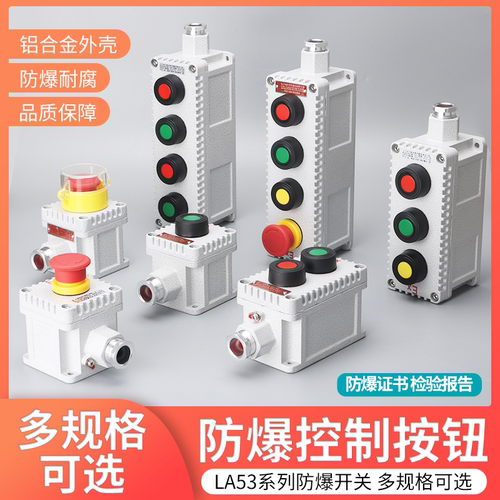 防爆控制按钮BZA53-1-2-3 4H 防爆按钮开关 带急停+罩 LA53按钮