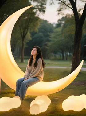发光2米月亮灯户外太阳能