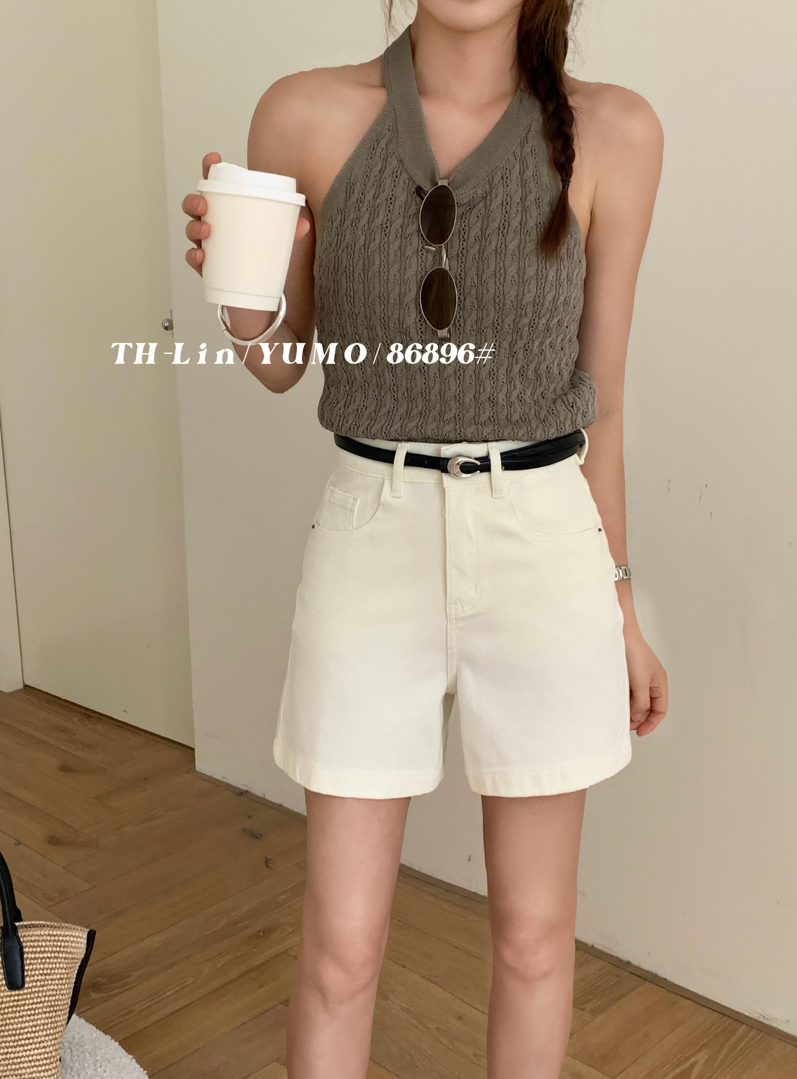86896白色四面弹/高腰显瘦2026年牛仔短裤女春夏新款宽松阔腿热裤