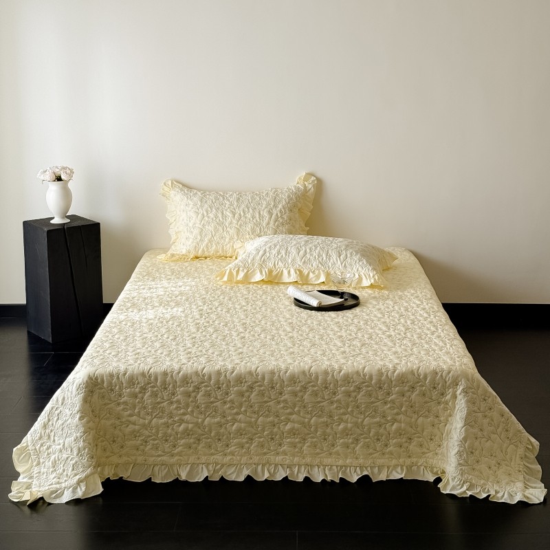 夏季新款法式双面天丝棉夹棉高端床盖三件套双人可机洗防滑床单,床上用品,床盖,淘宝优惠券,粉丝福利购,淘宝优惠卷