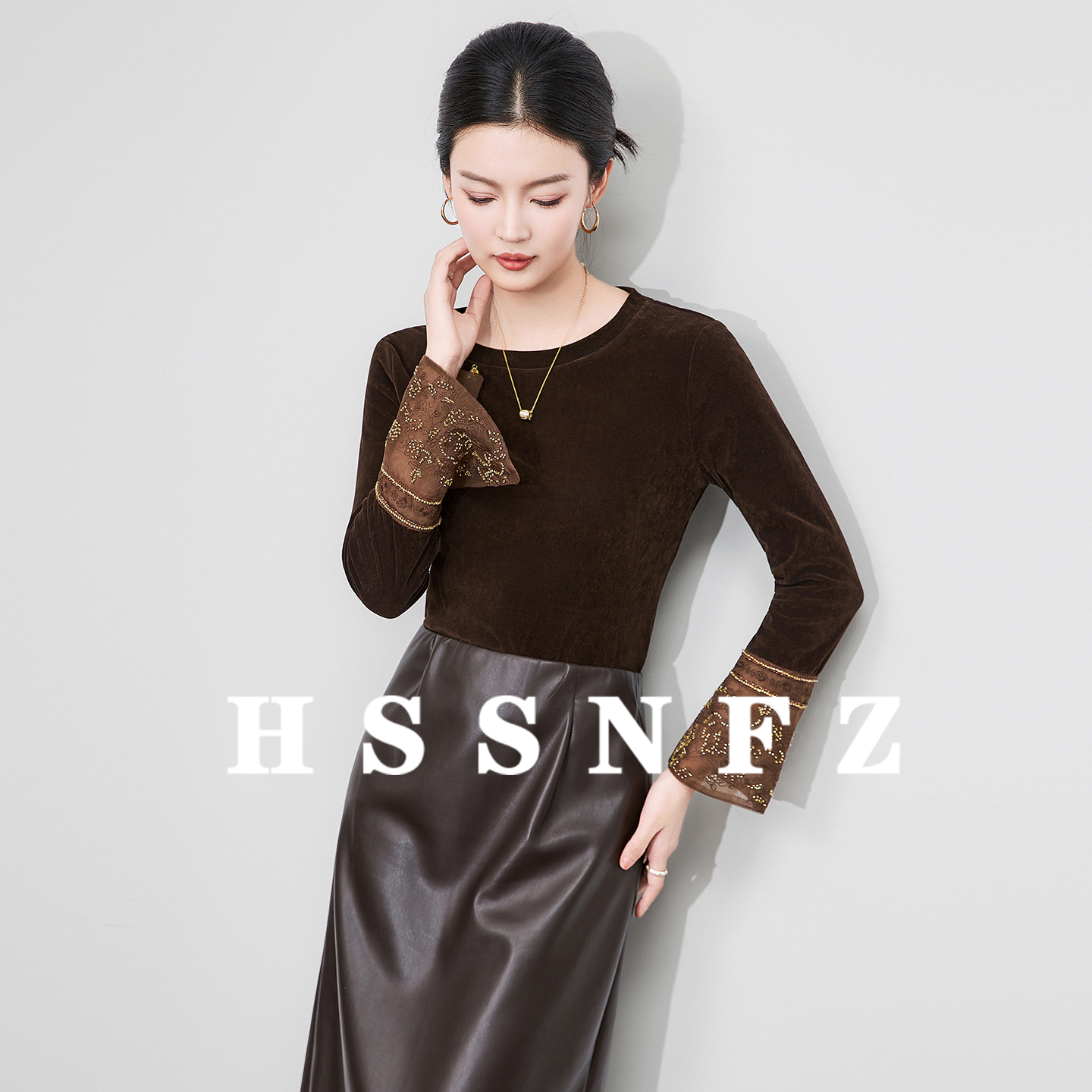 新中式丝绒打底衫秋冬复古内搭