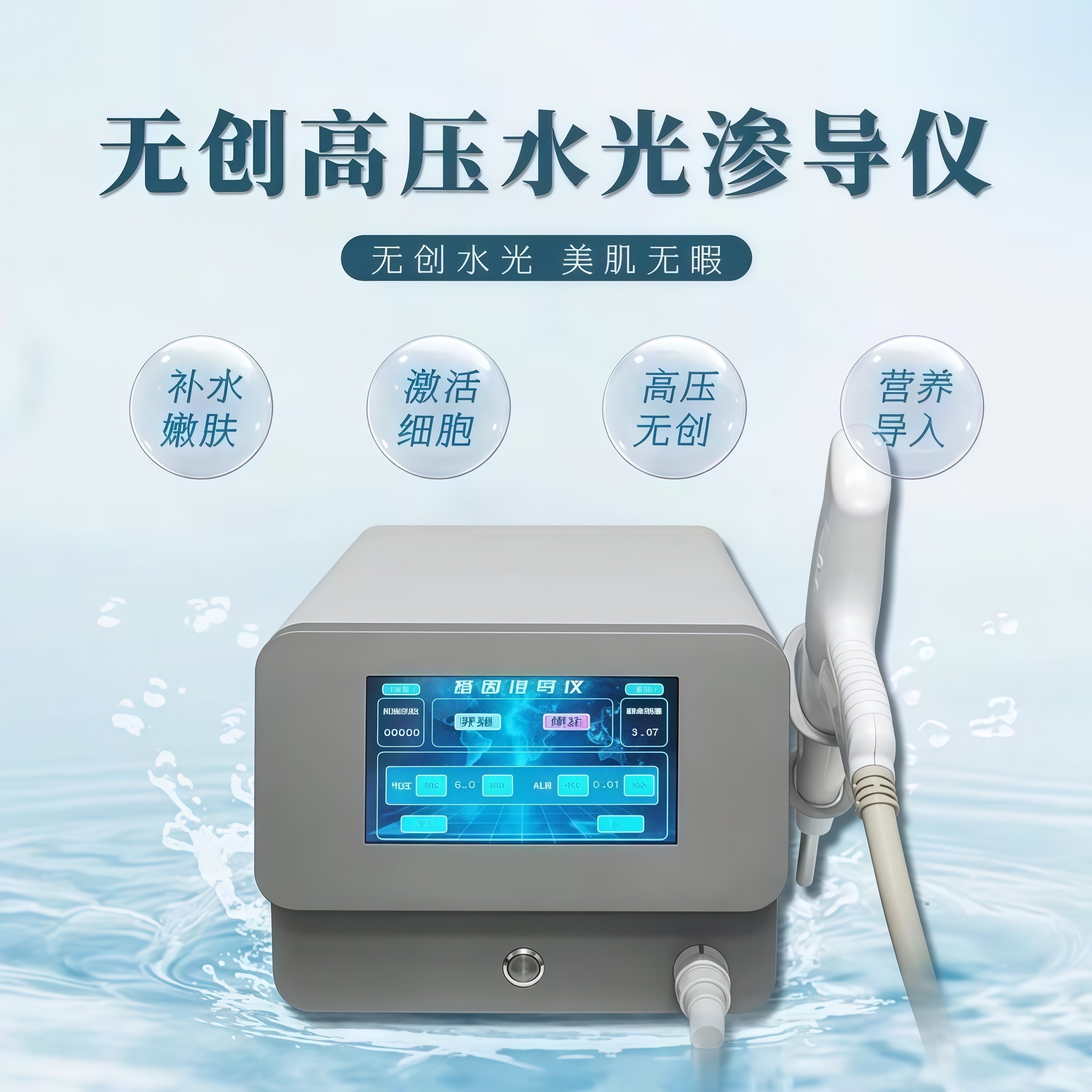 基因枪无创水光嫩肤仪高压雾化导入美容院专用补水美容仪