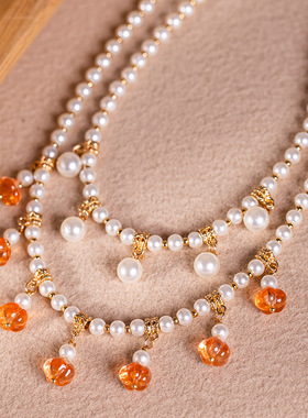 古风项链双层璎珞汉服软璎珞古典多层明制旗袍复古简约古装配饰