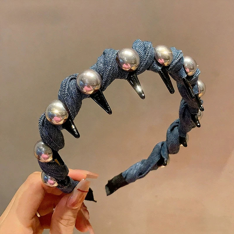韩系小众设计感牛仔发箍