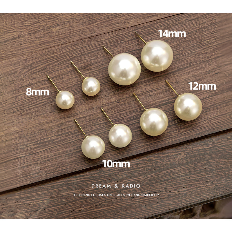 珍珠耳钉女生正圆强光高级感