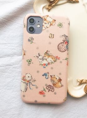 定制手工萌系少女法式可爱兔子布艺手机壳iPhone13141516promax